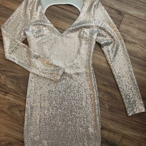 Sequin keyhole mini dress
